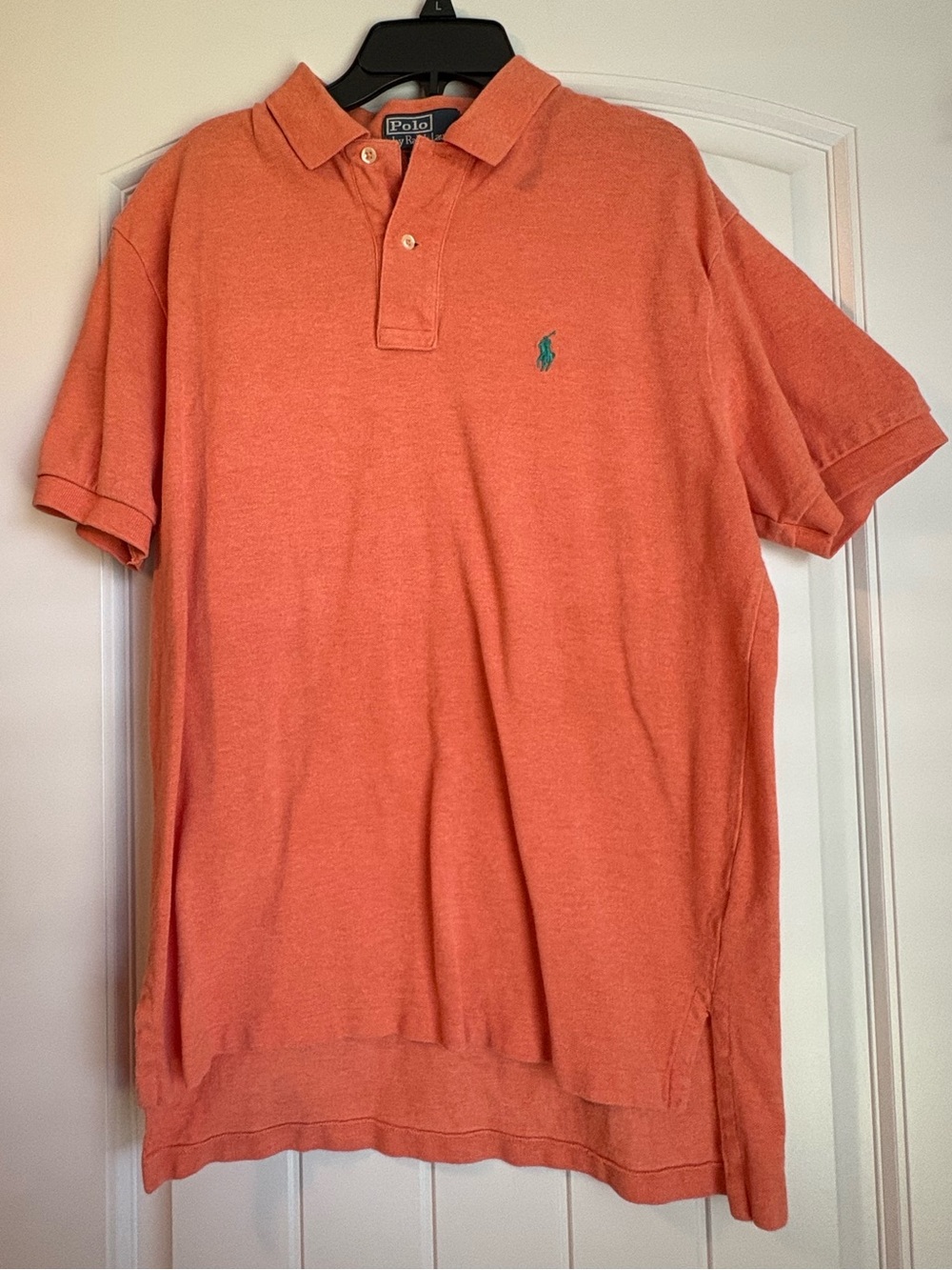 Ralph Lauren Men’s Coral Orange Polo with Teal Pony